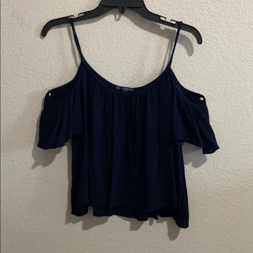 Navy Off Shoulder Top
